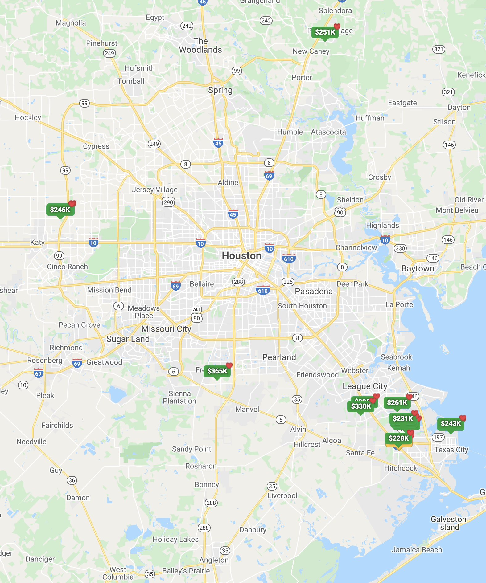 closing cost assistance map for greeneco builders in the houston area