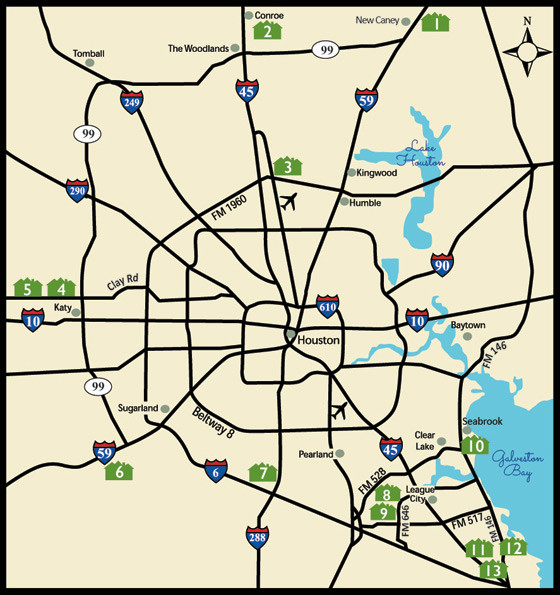 map of all communities - greeneco builders - katy la marque conroe league city texas city houston