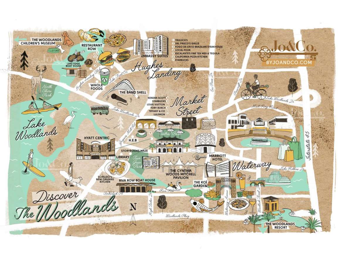 Discover The Woodlands Map Of The Front Of The Woodlands TX