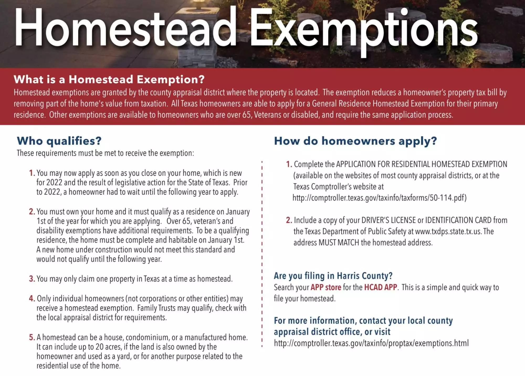 2022 Texas Homestead Exemption Law Update